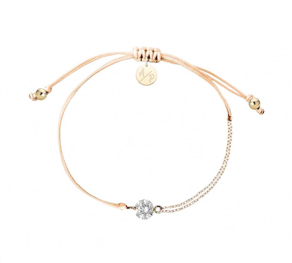 NEW ADRIANA PAPPAS women's cz solitaire bracelet on colored cord in cantaloupe
